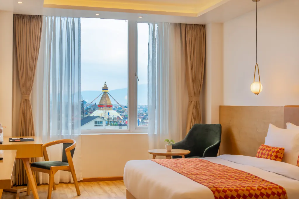 Superior King Room featuring warm décor at one of the best hotels in Kathmandu