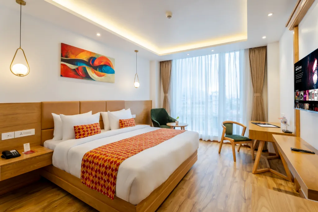 Spacious Deluxe King Room at the best hotel in Kathmandu with elegant interiors